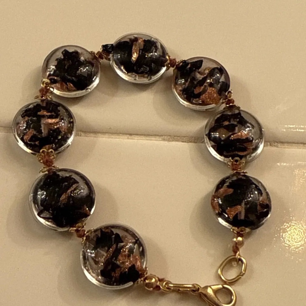 Murano Black and Gold Artistic Bracelet